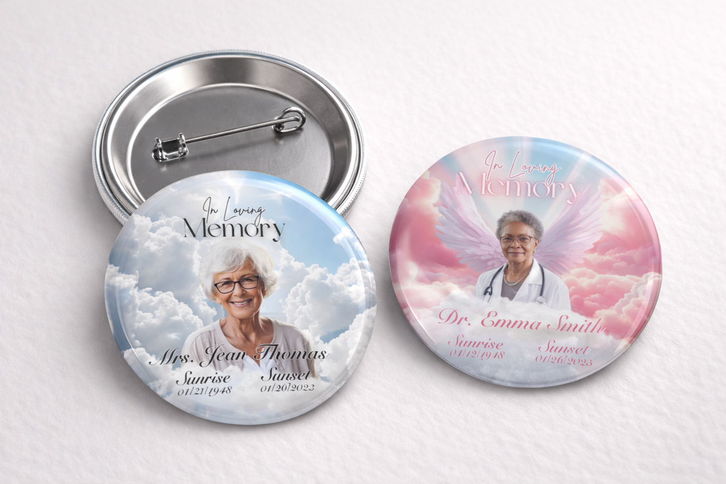 Memorial Photo Buttons | Custom Funeral Pins
