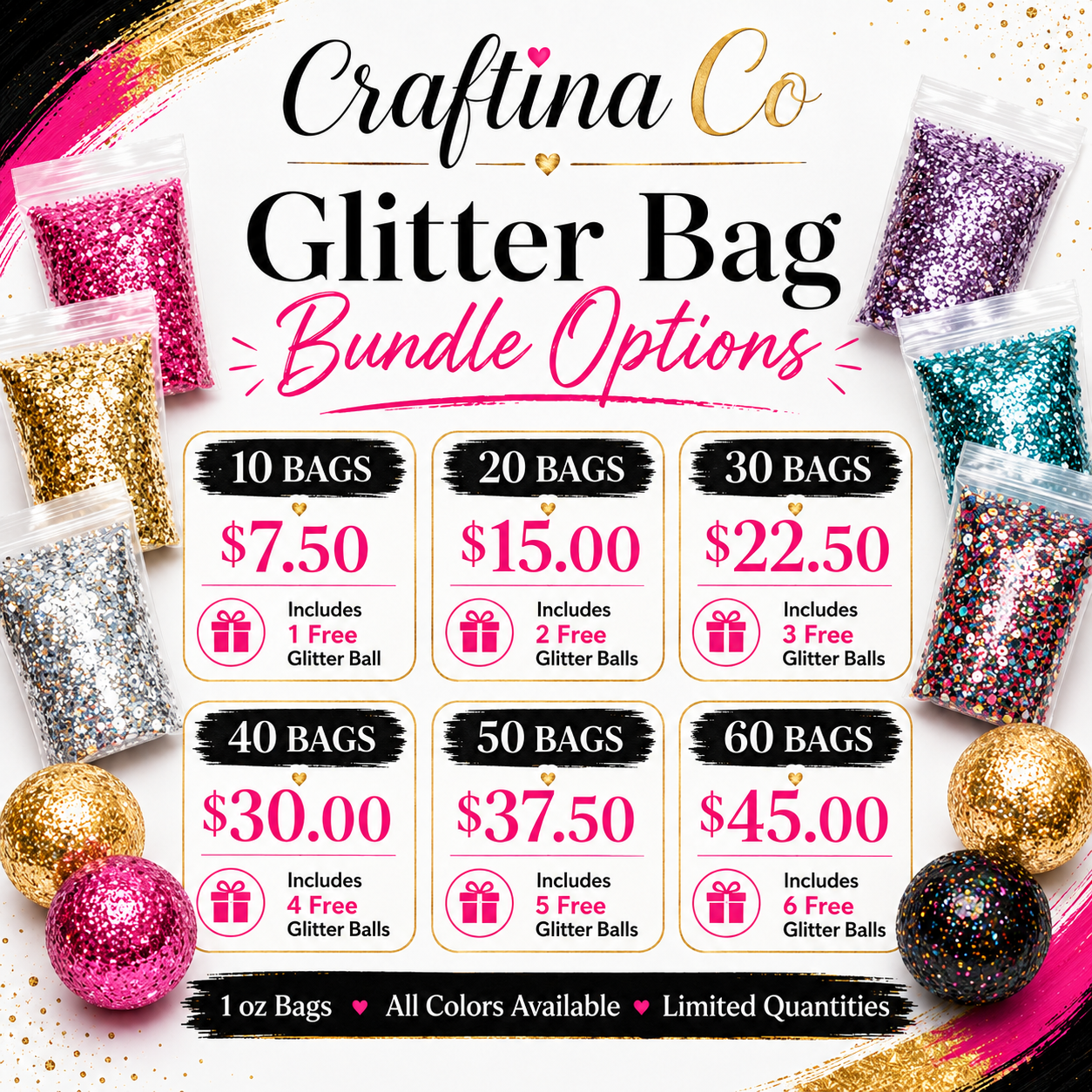 Glitter Pop-Up Clearance – 75¢ Each 💖