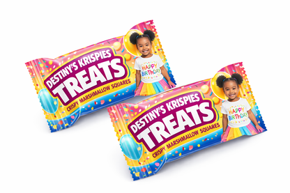 Custom Treat Wrappers | Personalized Party Favor Labels | Snack Wrappers for Rice Krispies, Fruit Snacks, Party Favors | Birthday, Baby Shower, Graduation, Memorial
