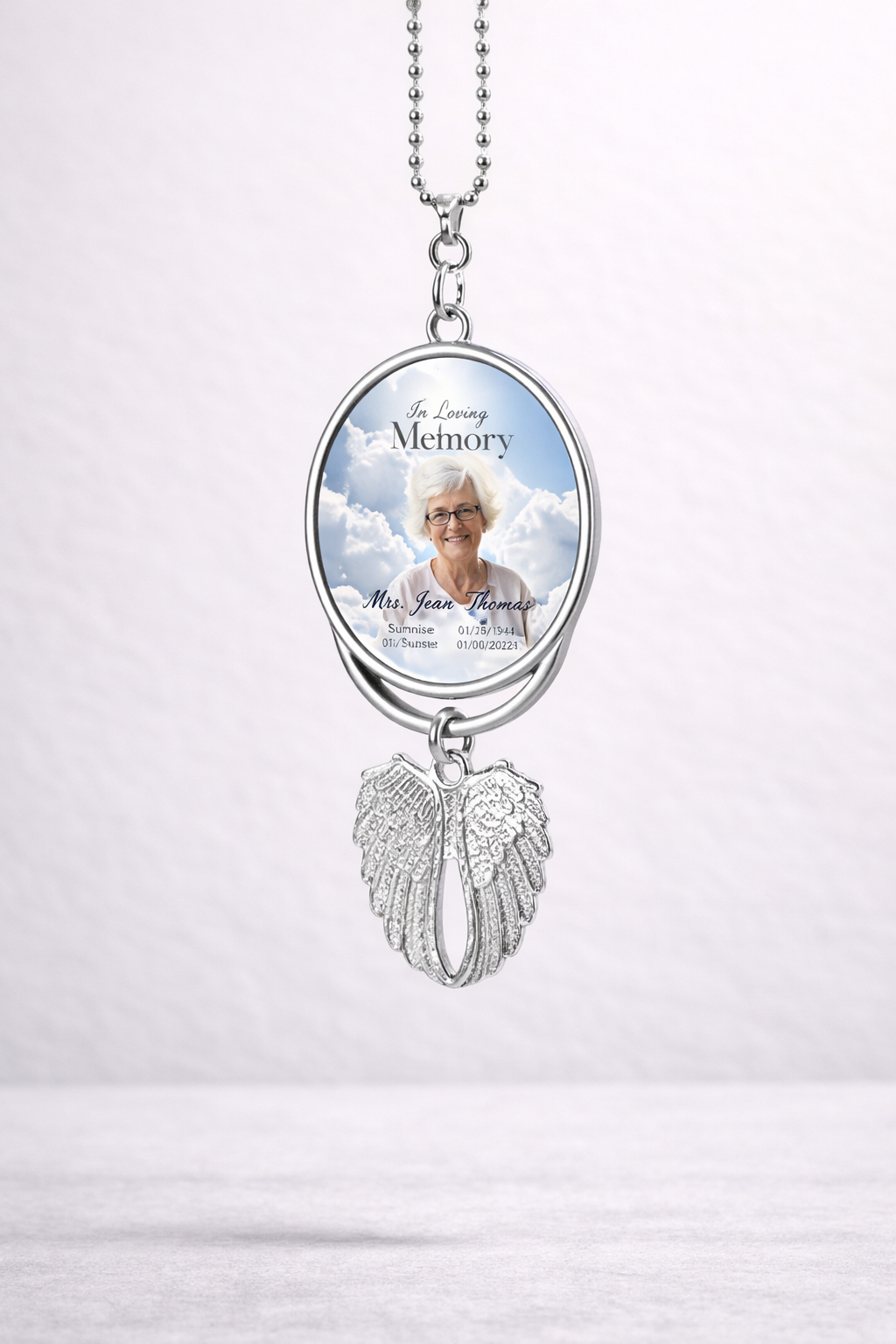 Memorial Car Charm | Personalized Rearview Mirror Photo Charm