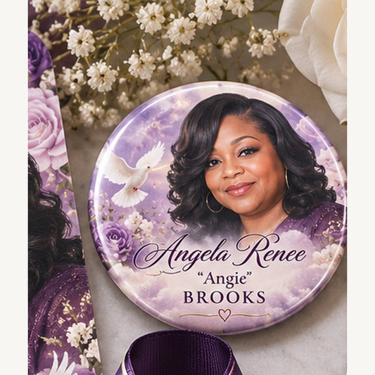 Traditional memorial photo button sample