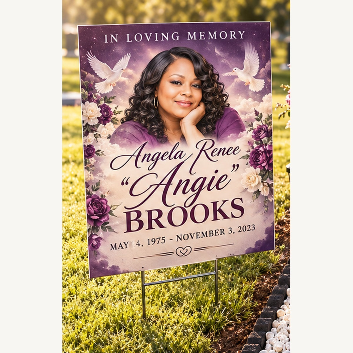 18 by 24 traditional memorial yard sign sample