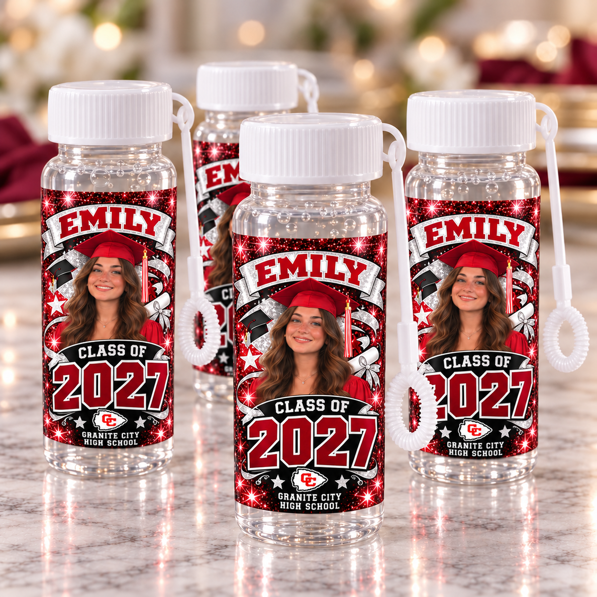 Emily Class of 2027 personalized graduation bubble favors