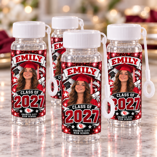 Emily Class of 2027 personalized graduation bubble favors