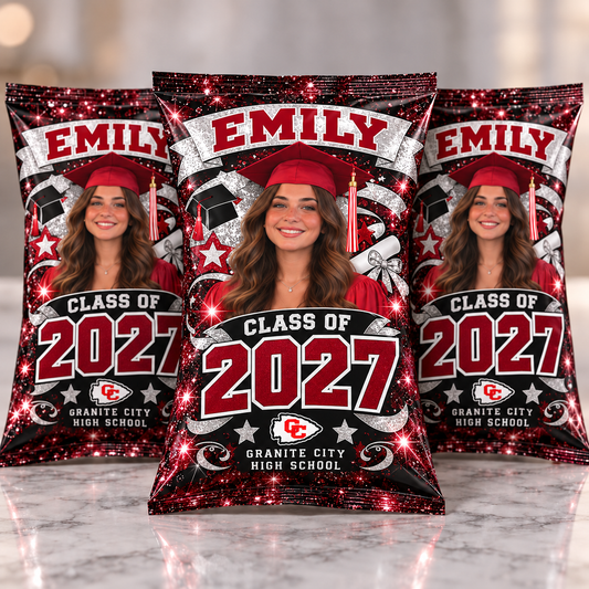 Emily Class of 2027 personalized graduation chip bags