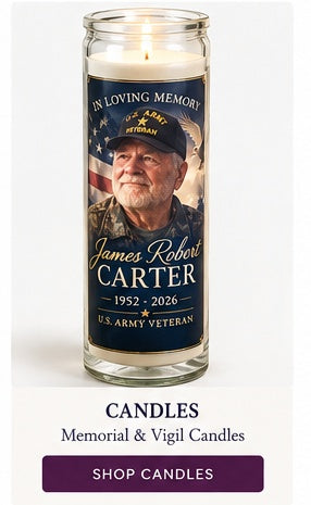 James Robert Carter personalized glass memorial candle sample