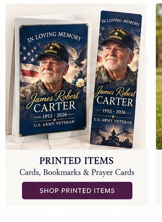 James Robert Carter personalized memorial prayer card sample